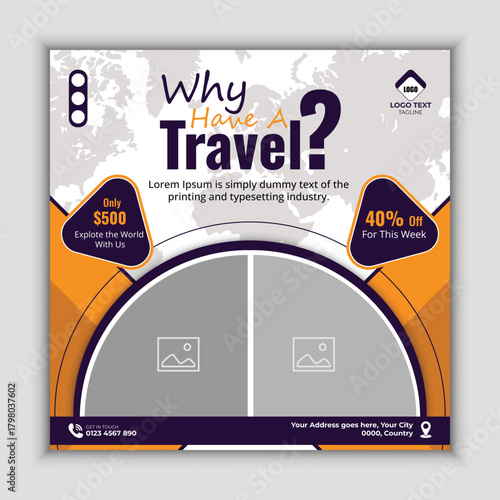 Travel promotion social media template for exploring destinations and attracting travel enthusiasts