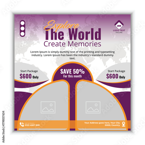Explore the world social media travel template for inspiring unforgettable journeys and travel promotions 