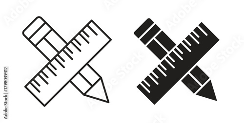 Pencil and ruler icons for use web design,logo.Symbol illustration.