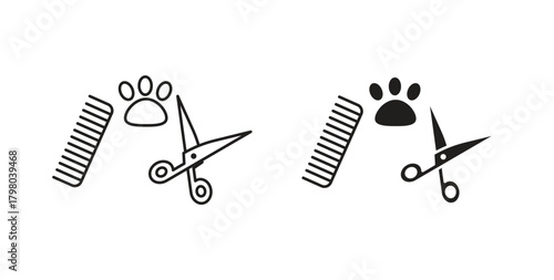 Pet grooming icons for use web design,logo.Symbol illustration.