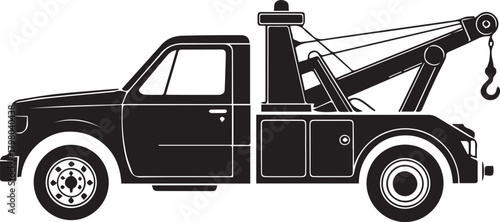 Black and White Tow Truck Vector Icon - Wrecker Vehicle for Towing and Roadside Assistance Logo