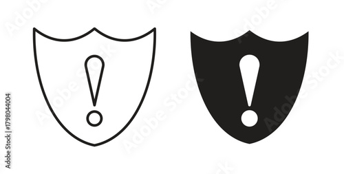 Shield exclamation icons for use web design,logo.Symbol illustration.