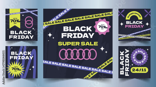 flat black friday banners set design vector illustration