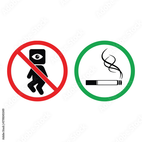 No smoking sign and no eye contact symbol