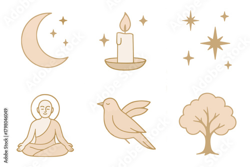 Background icon moon candle stars inspiration person vector grid divine text gentle