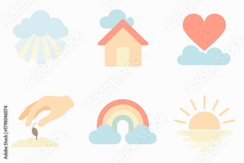 Rebuilding icon light rainbow no vector white hope home design through symbols