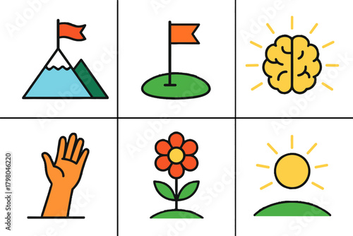 White flag vector goal background drive hand mountain hunt inspirations upward bright