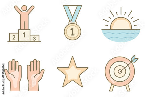 No look icon star white sunrise illustrations person balanced podium vector grid