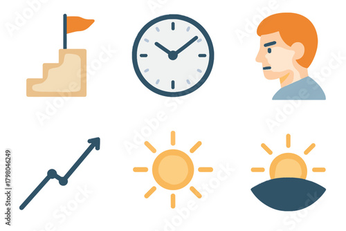 Progress text icon vector graph background grid icons flag stairs upward leading