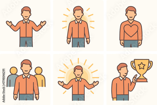 Rays illustration no vector warm person behind icon inspiring style leadership background