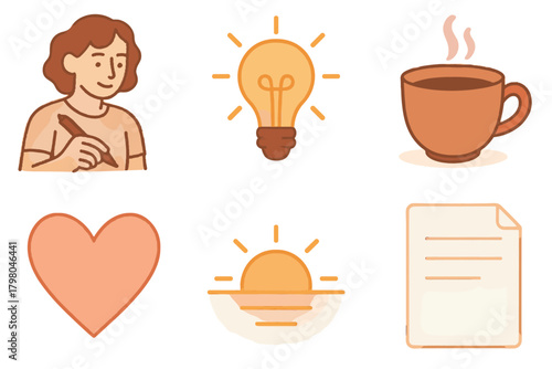 Creative grid soft coffee holding tones sunrise cup inspiration vector symbol icon