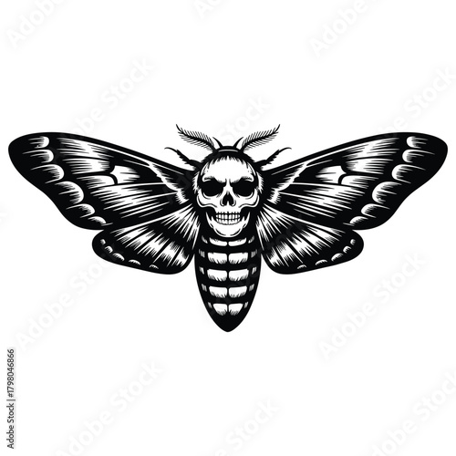 Deathshead hawkmoth with skull on its thorax