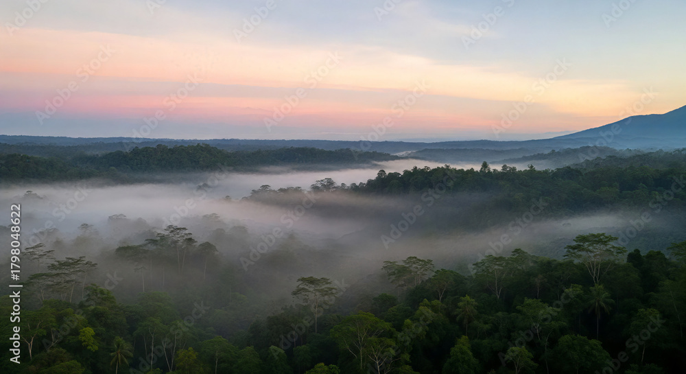 Fototapeta premium Bali Foggy Jungle Dawn