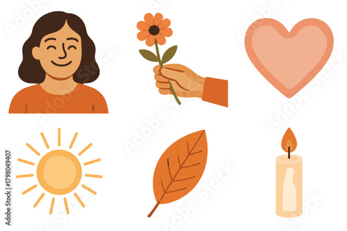 Heart warm white giving vector text joyful icon design person flower appreciation