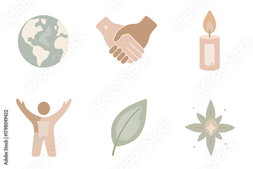 Vector leaf arms simple icon glowing minimal background person unity hands tranquil