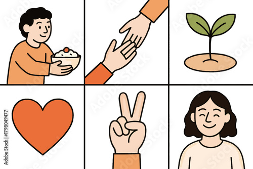 Vector simple plant giving helping friendly background icon food warm sprouting acts