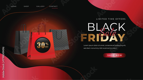 black friday landing page design vector illustration