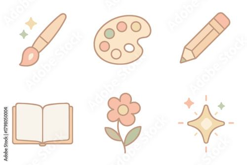 Vector sketchbook icon palette grid white open light color paintbrush tools smooth