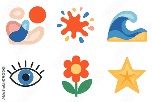 Art vector color grid background text balanced eye flower wave abstract icon