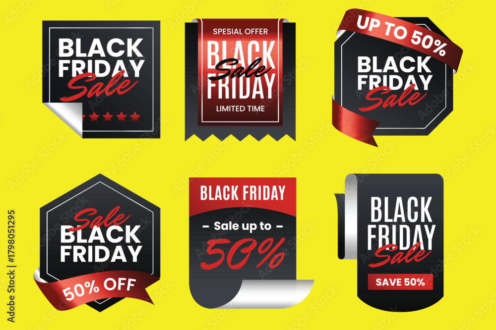 Obraz premium gradient black friday tag banner set design vector illustration