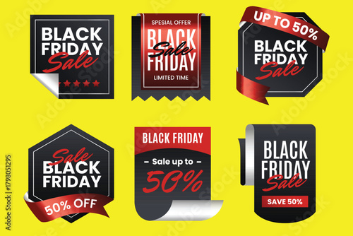 gradient black friday tag banner set design vector illustration