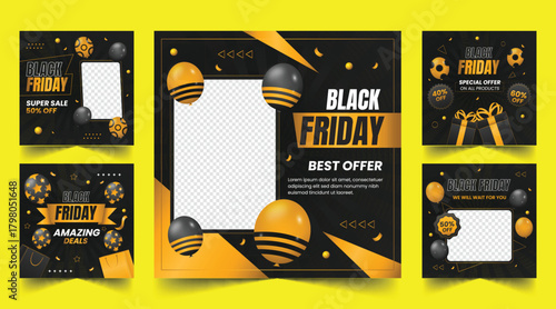 gradient black friday banners set design vector illustration