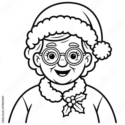 Mrs claus wearing a santa hat and glasses