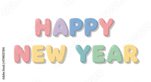 Festive happy new year typographic design with elegant lettering and celebratory elements