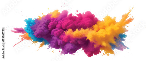 Abstract colorful ink splash watercolor pattern design on white paper texture