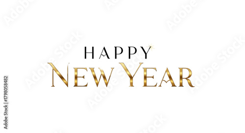 Festive happy new year text design with celebratory elements perfect for holiday greetings and event decorations