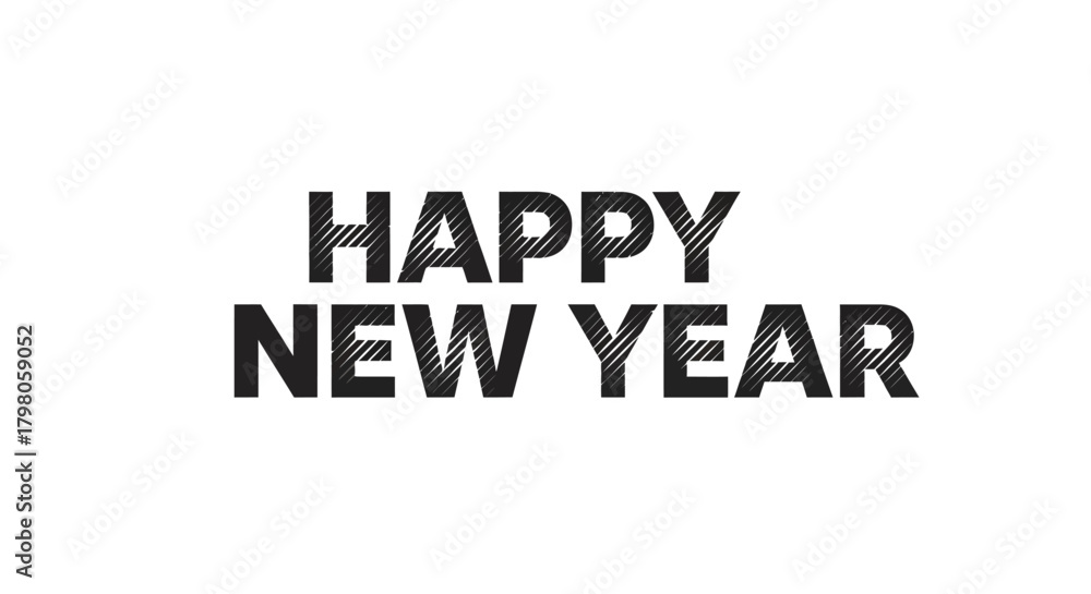 Fototapeta premium Festive happy new year greeting with elegant typography and decorative elements for celebration and holiday design