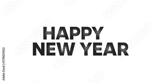 Festive happy new year greeting with elegant typography and decorative elements for celebration and holiday design