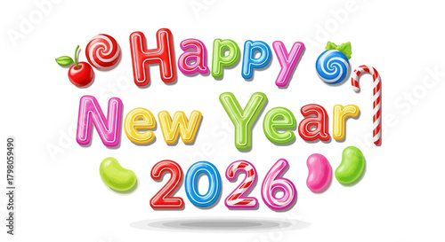 Festive happy new year typographic design with elegant lettering and decorative elements for celebrations