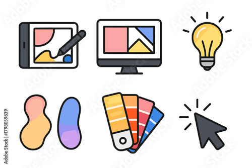 Background icons smooth white bulb vector cursor gradient stylus minimal creativity icon
