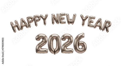 Festive happy new year greeting with elegant typography and celebratory elements in a modern vector design