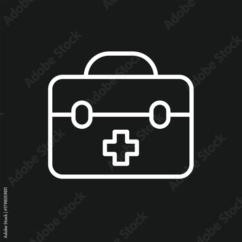 First Aid Kit and Medical Bag Icon with Cross Symbol for Healthcare, Emergency Safety, and Doctor's Equipment