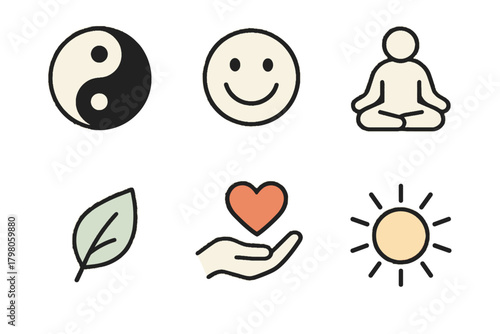 Hand smiling no icon background meditating hunt balance figure harmonious symbol vector