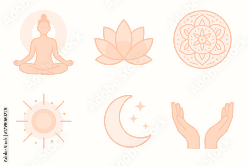 Background design mandala icon meditating text vector aura yoga white illustrations lotus
