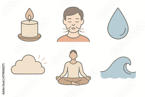 Relief white clearing breathing illustrations tones background drop icon vector stress text