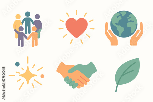 Vector handshake icon spark unity no circle inclusive text heart people symbols