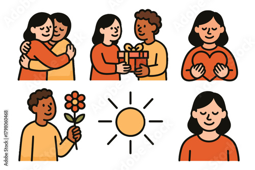 Holding text vector icon grid light friendly sharing kindness acts two palette