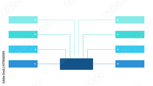 Centralized network diagram with multiple connecting nodes in a clean, minimalist design