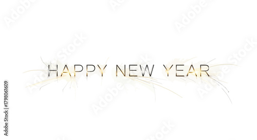 Festive happy new year celebration design with abstract graphic elements and celebratory text