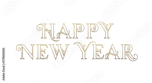 Festive happy new year design with elegant typography and celebratory elements for a joyous occasion