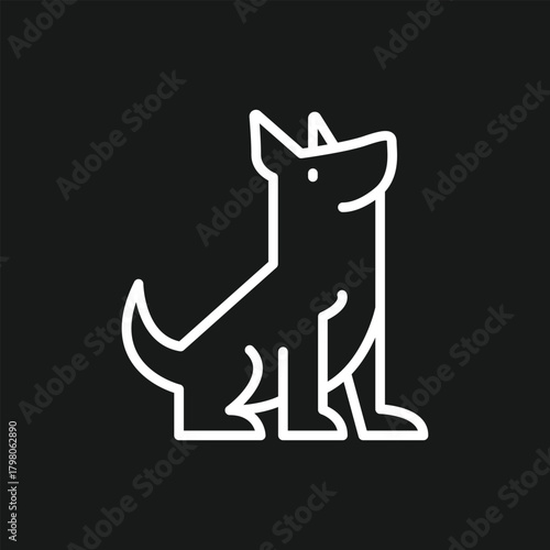 Minimalist Sitting Dog Line Art Icon for Pet Care, Veterinary Clinics, and Animal Welfare Logos