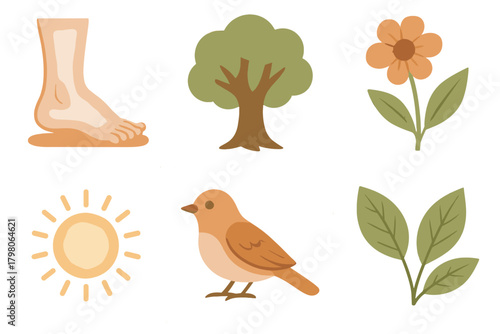 Connection art white background person icon grid earthy pastel text nature flower