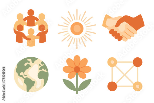 Illustrations text flower icon light globe purpose connection background people calm vector