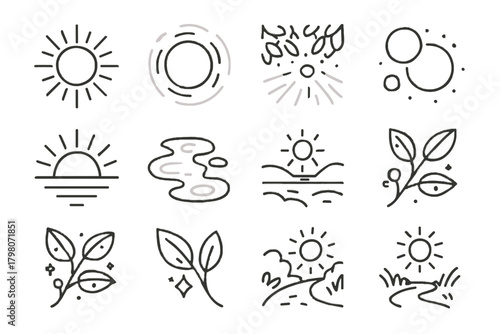 Vector sunlight warm icon lens glowing icons path soft shadows dappled morning