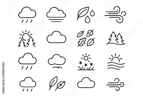 Drizzle scattered chilly horizon weather autumn icons patches misty icon vector morning