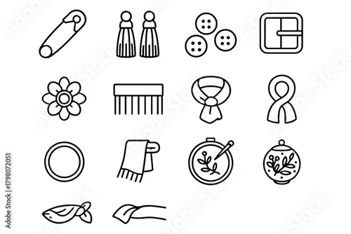 Fringe accessory ring pin scarf icon icons embroidery knot brooch vector bead
